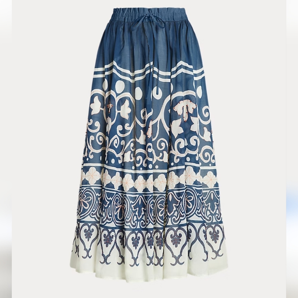 Print Beaded Voile A-line Women's Skirt